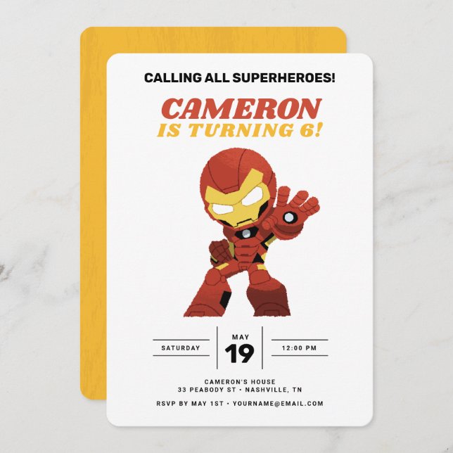 Avengers | Guri Hiru Iron Man Birthday Invitation (Front/Back)