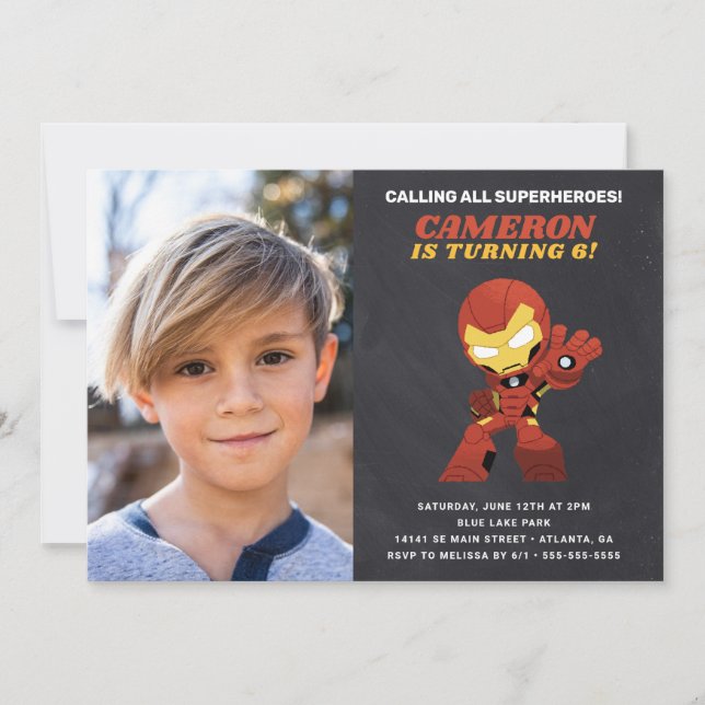 Avengers | Guri Hiru Iron Man Birthday - Photo Invitation (Front)