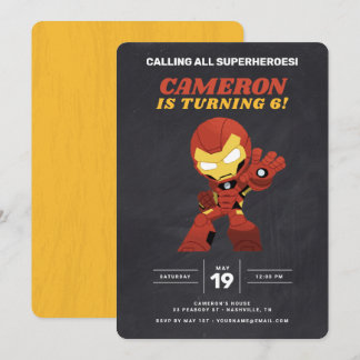 Avengers | Guri Hiru Iron Man Chalkboard Birthday Invitation