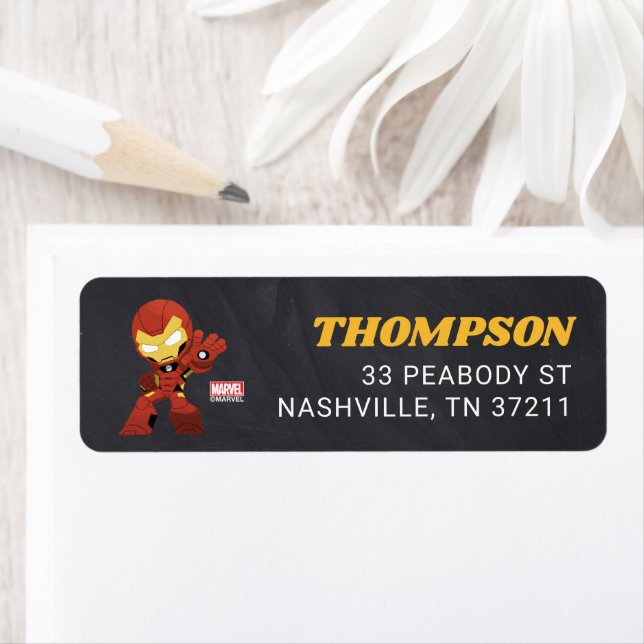 Avengers | Guri Hiru Iron Man Chalkboard Birthday Label (Insitu)