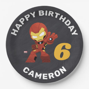 Avengers Guri Hiru Iron Man Chalkboard Birthday Paper Plates