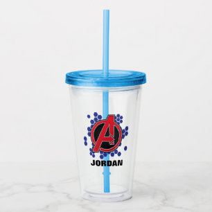 Avengers High Tech Red Avengers Logo Pattern Acrylic Tumbler