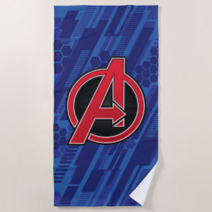 Avengers High Tech Red Avengers Logo Pattern Beach Towel