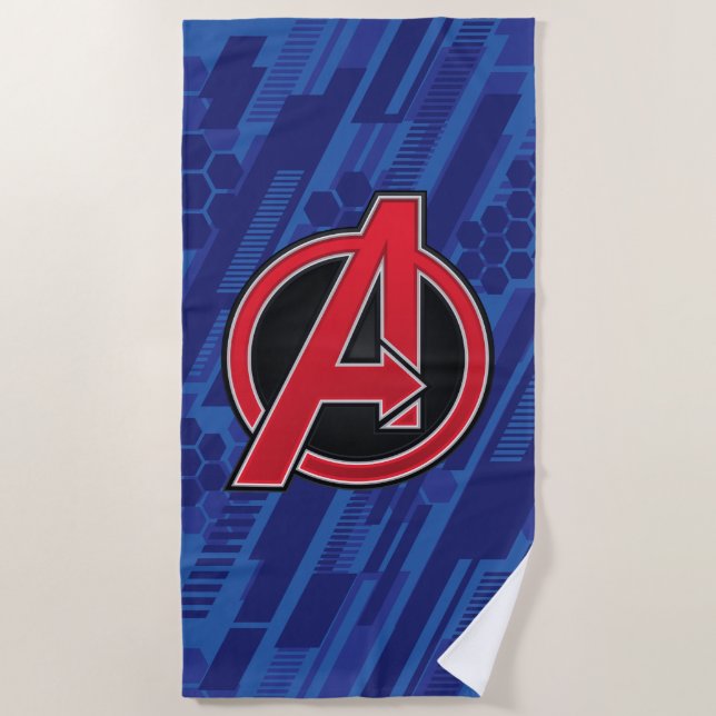 Avengers | High Tech Red Avengers Logo Pattern Beach Towel (Front)