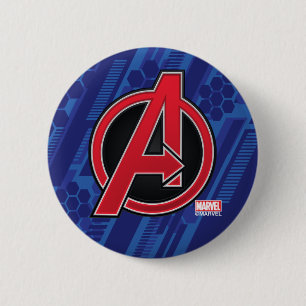Avengers   High Tech Red Avengers Logo Pattern Button