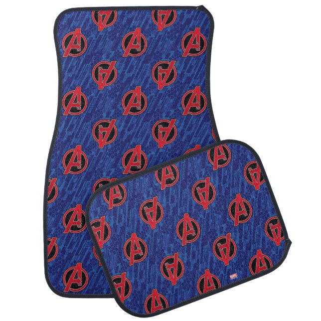 Avengers | High Tech Red Avengers Logo Pattern Car Floor Mat (Set)