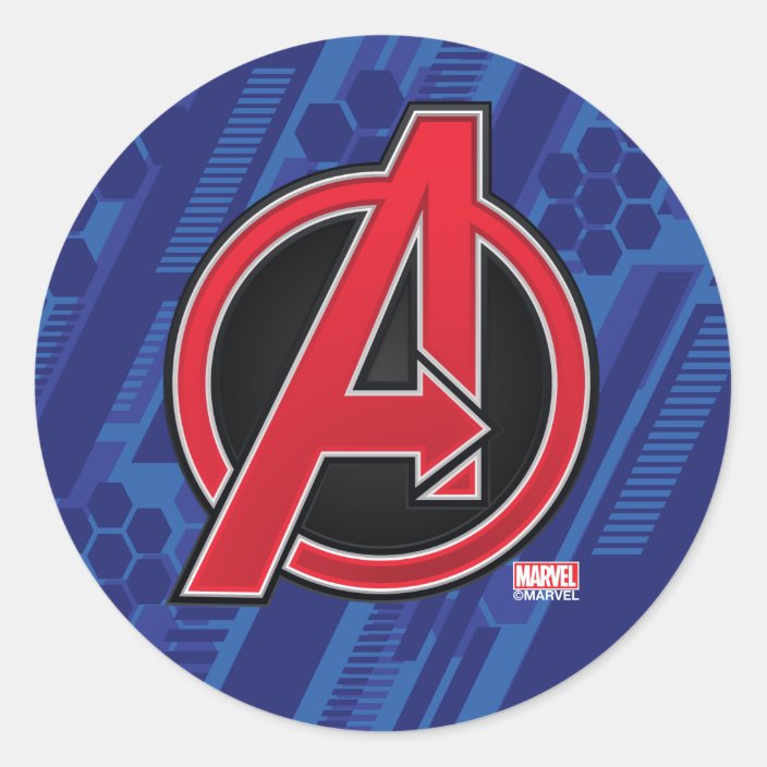 Avengers High Tech Red Avengers Logo Pattern Classic Round Sticker Zazzle Com