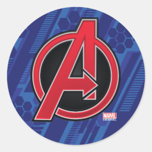Avengers   High Tech Red Avengers Logo Pattern Classic Round Sticker