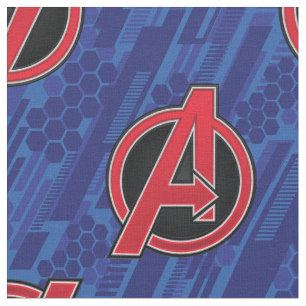 Avengers   High Tech Red Avengers Logo Pattern Fabric
