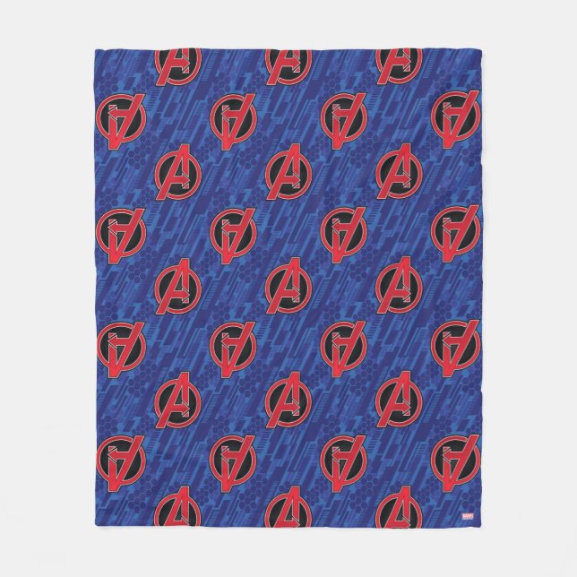 Avengers | High Tech Red Avengers Logo Pattern Fleece Blanket (Front)