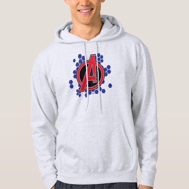 Avengers | High Tech Red Avengers Logo Pattern Hoodie (Front)
