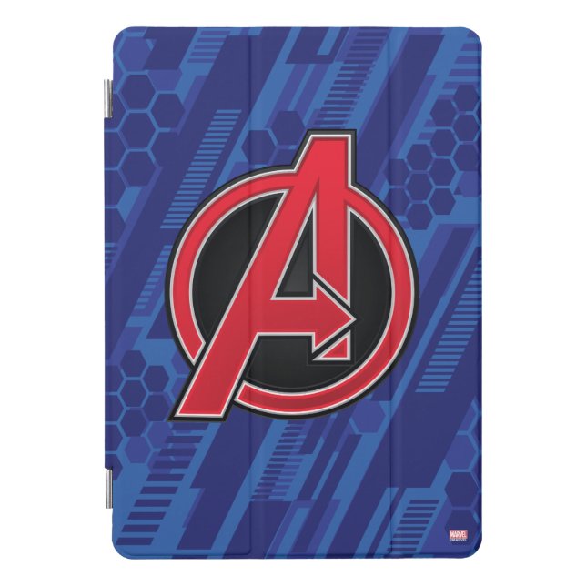 Avengers | High Tech Red Avengers Logo Pattern iPad Pro Cover (Front)