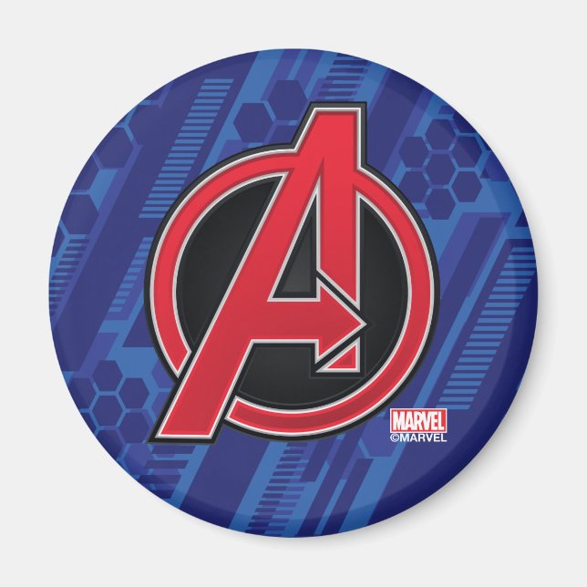 Avengers | High Tech Red Avengers Logo Pattern Magnet (Front)