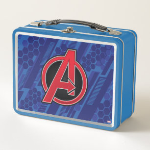 Avengers High Tech Red Avengers Logo Pattern Metal Lunch Box