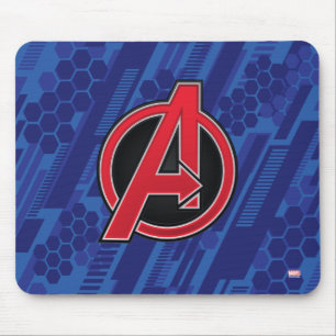 Avengers   High Tech Red Avengers Logo Pattern Mouse Pad