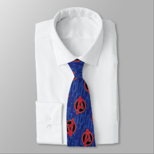 Avengers High Tech Red Avengers Logo Pattern Neck Tie