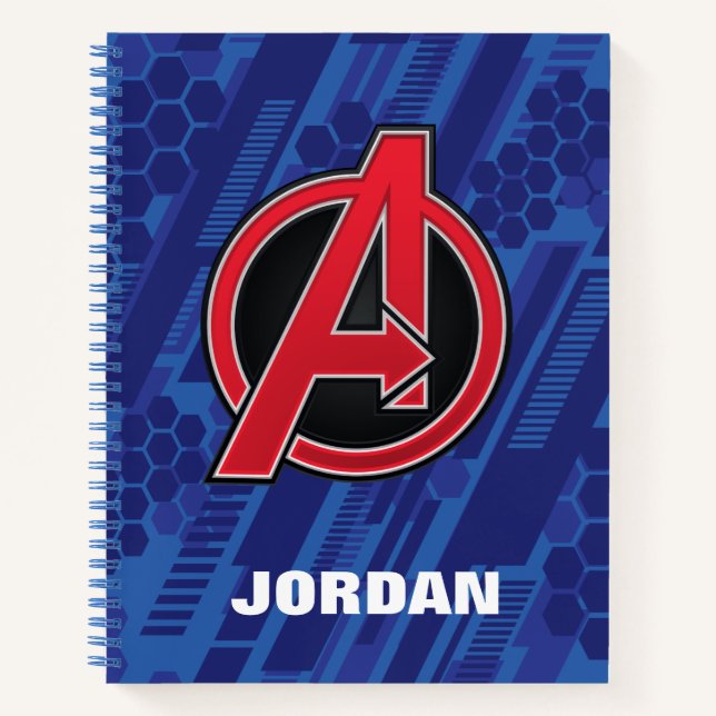 Avengers | High Tech Red Avengers Logo Pattern Notebook (Front)