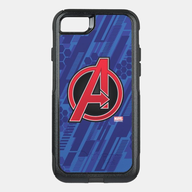 Avengers | High Tech Red Avengers Logo Pattern Otterbox iPhone Case (Back)