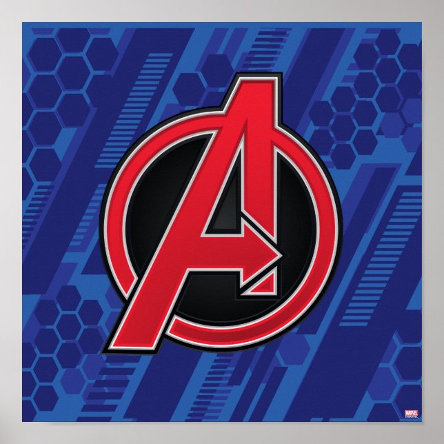 Avengers | High Tech Red Avengers Logo Pattern Poster (Front)
