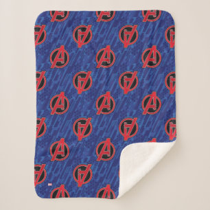 Avengers   High Tech Red Avengers Logo Pattern Sherpa Blanket