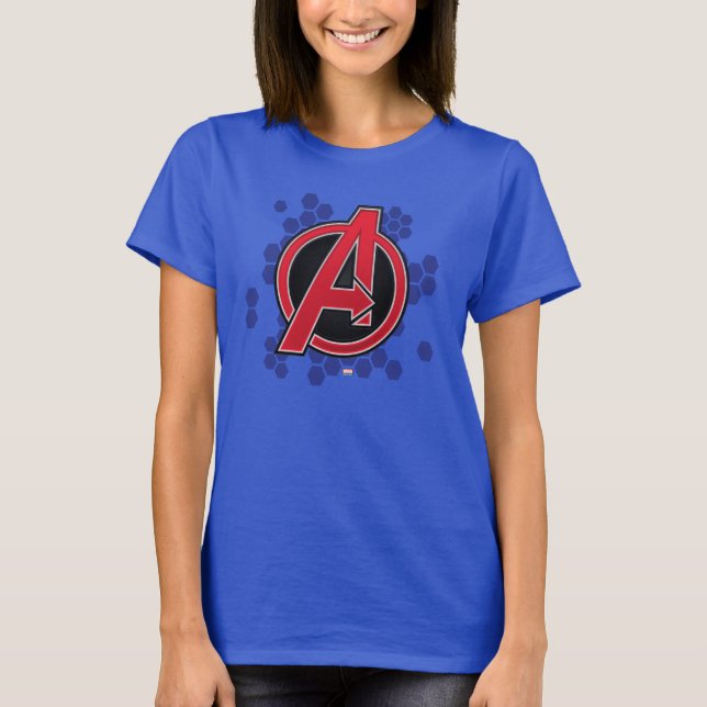 Avengers | High Tech Red Avengers Logo Pattern T-Shirt (Front)
