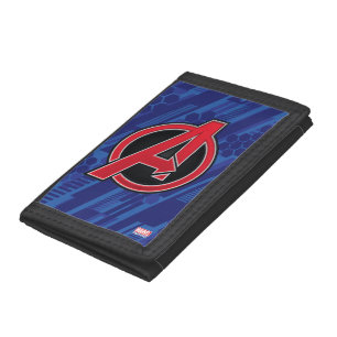 Avengers High Tech Red Avengers Logo Pattern Tri-fold Wallet