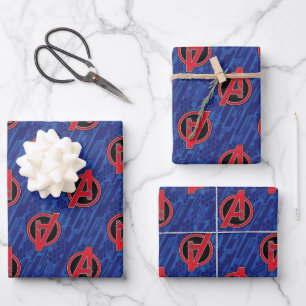 Avengers   High Tech Red Avengers Logo Pattern Wrapping Paper Sheets