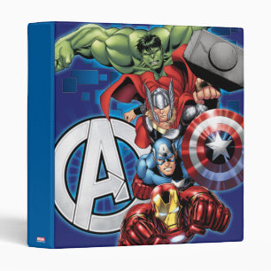 Avengers   High Tech Stacked Group & Logo 3 Ring Binder