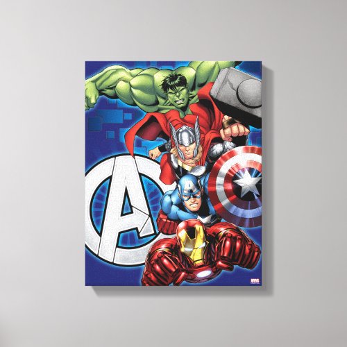 Avengers  High Tech Stacked Group  Logo Canvas Print