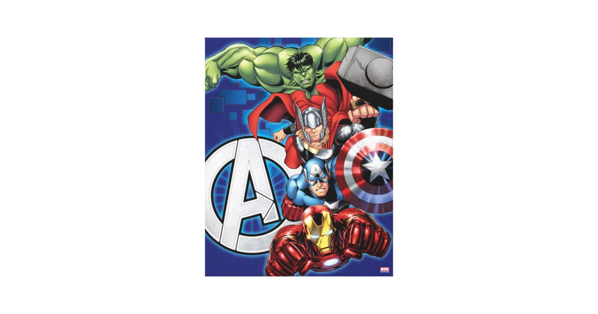 avengers high tech stacked group logo canvas print zazzle com