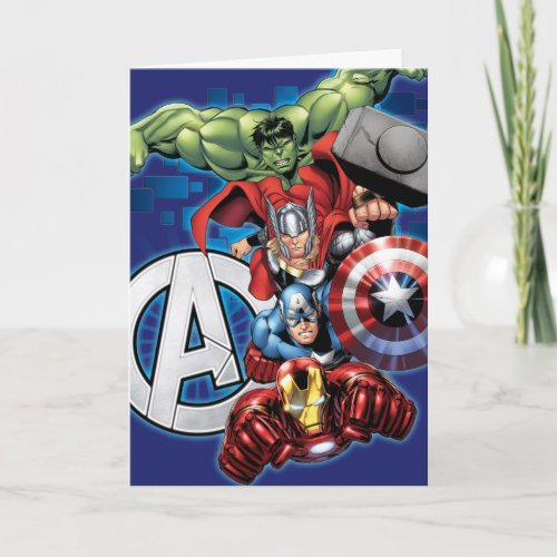Avengers  High Tech Stacked Group  Logo Card