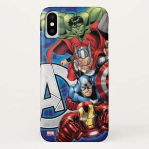 Avengers   High Tech Stacked Group & Logo iPhone X Case