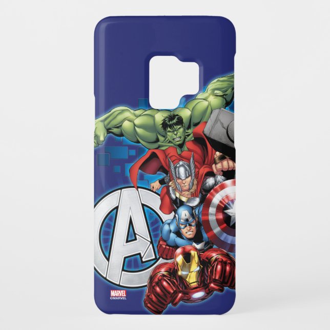 Avengers | High Tech Stacked Group & Logo Case-Mate Samsung Galaxy Case (Back)