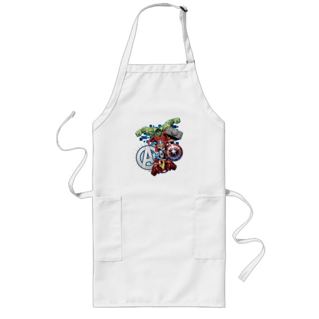 Avengers | High Tech Stacked Group & Logo Long Apron (Front)