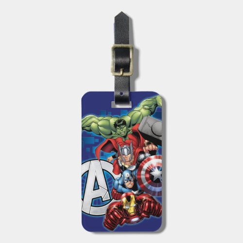 Avengers  High Tech Stacked Group  Logo Luggage Tag