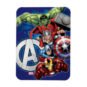 Avengers   High Tech Stacked Group & Logo Magnet