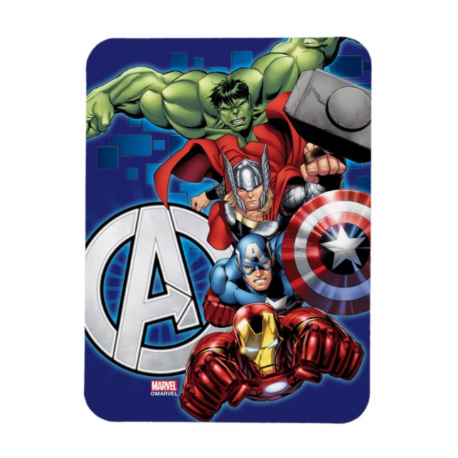 Avengers | High Tech Stacked Group & Logo Magnet (Vertical)