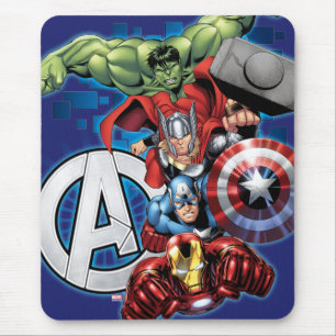 Avengers High Tech Stacked Group & Logo Mouse Pad