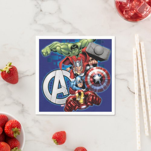 Avengers  High Tech Stacked Group  Logo Napkins