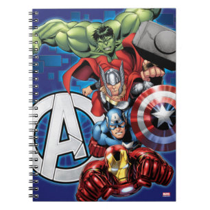 Avengers   High Tech Stacked Group & Logo Notebook