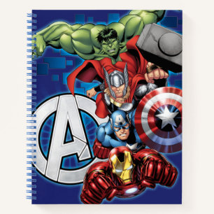 Avengers   High Tech Stacked Group & Logo Notebook