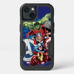 Avengers High Tech Stacked Group & Logo iPhone 13 Case