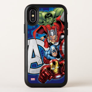 Avengers   High Tech Stacked Group & Logo OtterBox Symmetry iPhone X Case