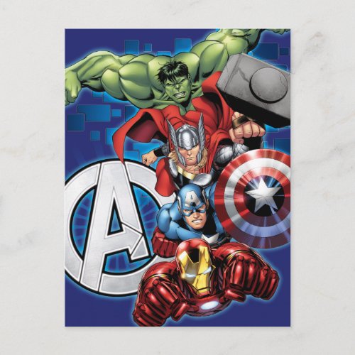 Avengers  High Tech Stacked Group  Logo Postcard