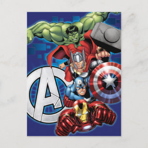 Avengers High Tech Stacked Group & Logo Postcard
