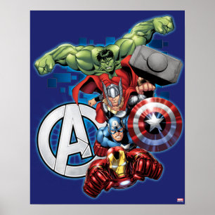 Avengers   High Tech Stacked Group & Logo Poster