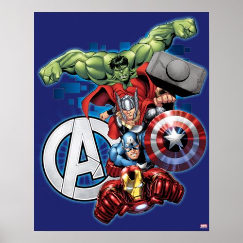 Avengers  High Tech Stacked Group  Logo Poster