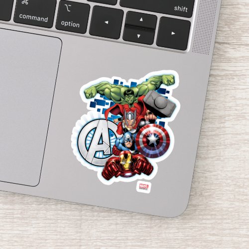 Avengers  High Tech Stacked Group  Logo Sticker
