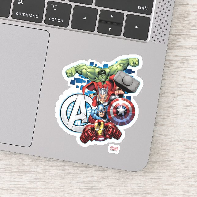 Avengers | High Tech Stacked Group & Logo Sticker (Detail)