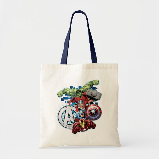 Avengers | High Tech Stacked Group & Logo Tote Bag (Front)